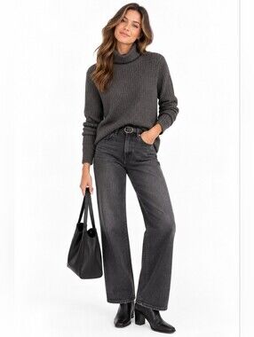 Persuits LTD Women's Fine Italian Merino Wool Turtleneck Sweater Size M